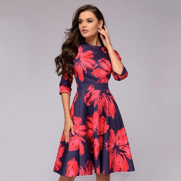 2018 spring and autumn women's dress retro banquet...