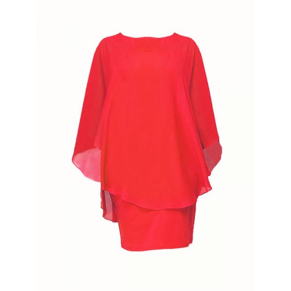 Amazon eBay European and American women's new sexy meat covered dress fake two-piece blouse Chiffon Skirt 