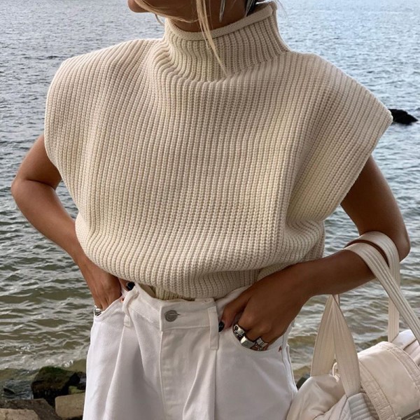 Foreign trade cross border autumn and winter new pure color woolen sweater 27458p sexy temperament high neck short sleeve sweater top female