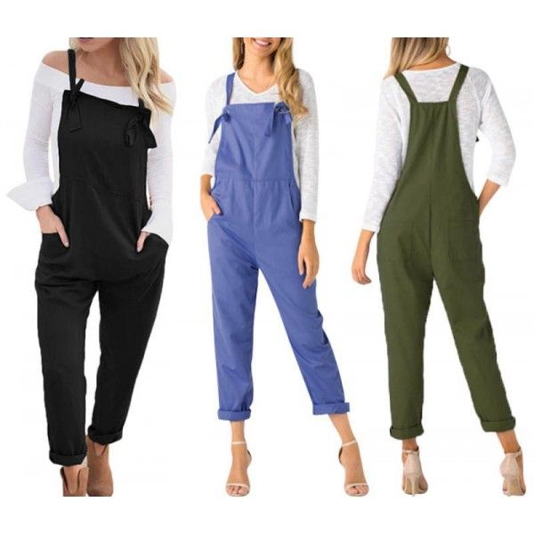 Europe and the United States in the summer of 2018 loose casual pocket belt pants women's large one-piece pants 