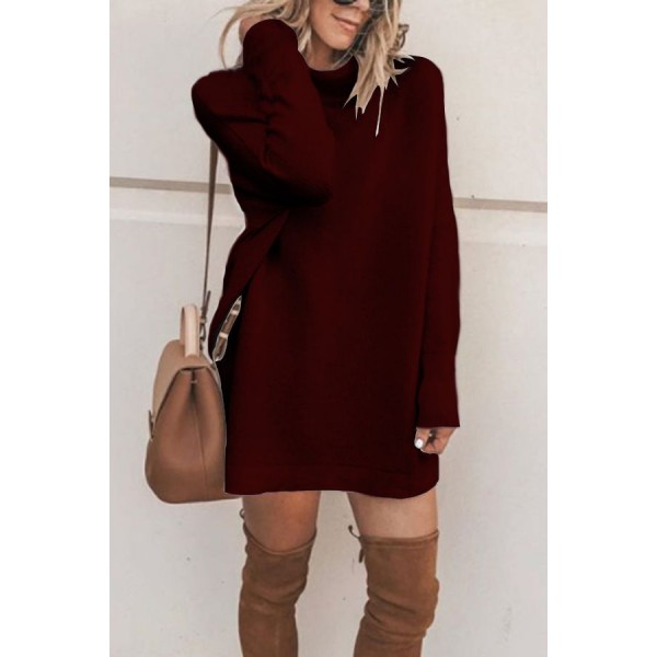 EBay express Europe women's autumn new high collar long sleeve loose and simple skirt 
