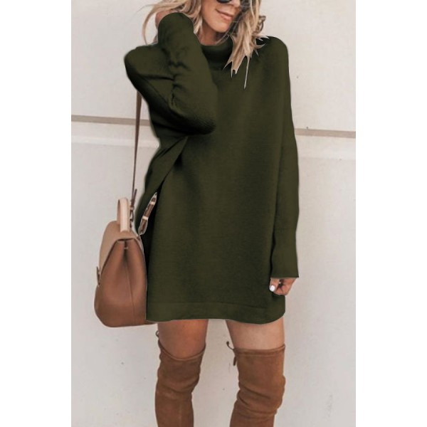 EBay express Europe women's autumn new high collar long sleeve loose and simple skirt 