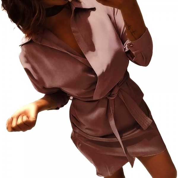 Cross border European and American women's clothing eBay express new belt irregular shirt dress