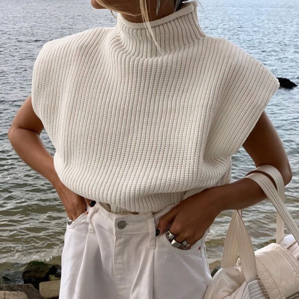 Foreign trade cross border autumn and winter new pure color woolen sweater 27458p sexy temperament high neck short sleeve sweater top female