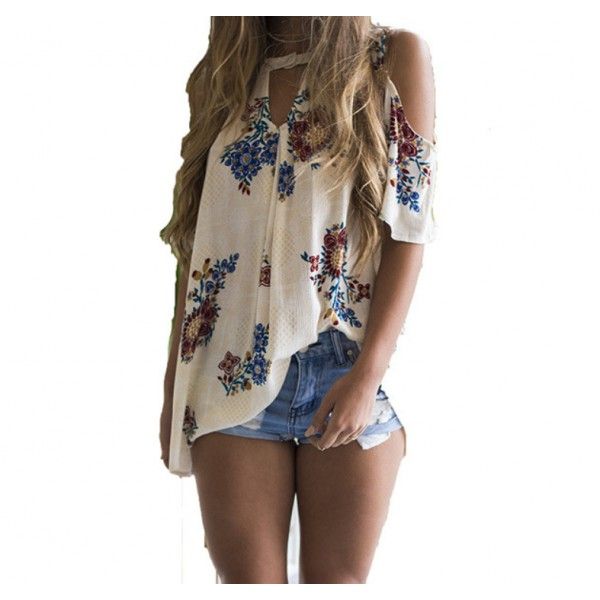 2017 summer foreign trade new women's European station small shirt fashion off shoulder small shirt Floral Top