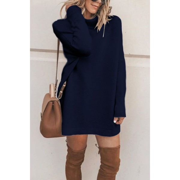 EBay express Europe women's autumn new high collar long sleeve loose and simple skirt 