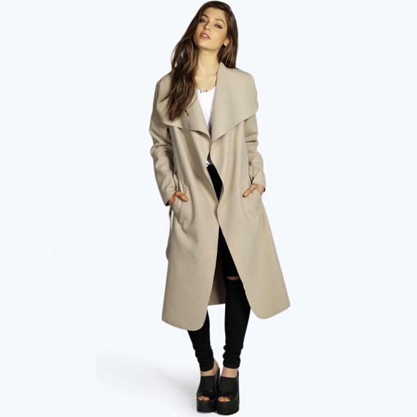 Express trade original single women's coat windbreaker Europe station autumn and winter Belt Large woolen coat