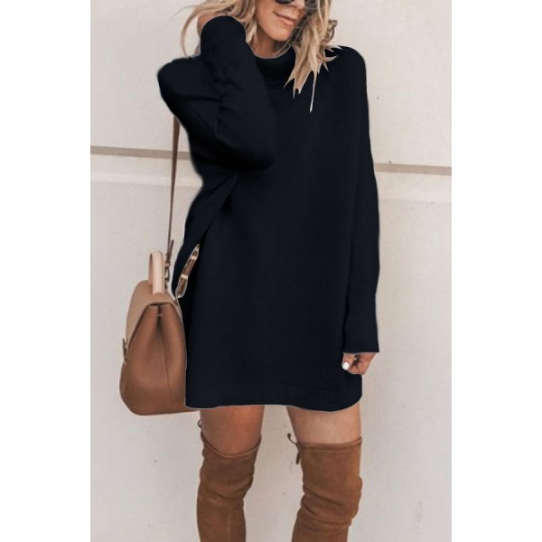 EBay express Europe women's autumn new high collar long sleeve loose and simple skirt 