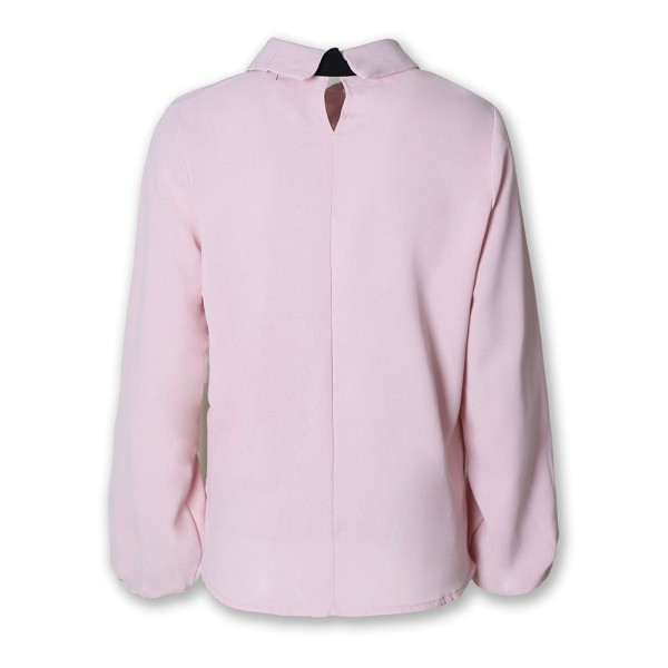 Amazon 2019 foreign trade new style celebrity style neckline color matching bow tie temperament shirt top women's wear 
