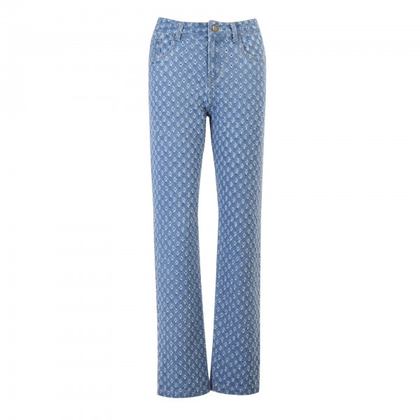 Europe and the United States 2020 autumn new slim women's casual pants 23459p personalized wash pattern jeans