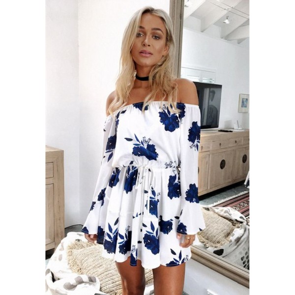 Cross border special supply for foreign trade goods source European station one shoulder sexy backless printed dress manufacturer direct sales