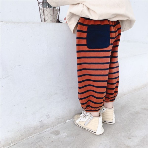 2020 children's spring new children's Korean striped close-up 9-point pants Harem Pants 20102