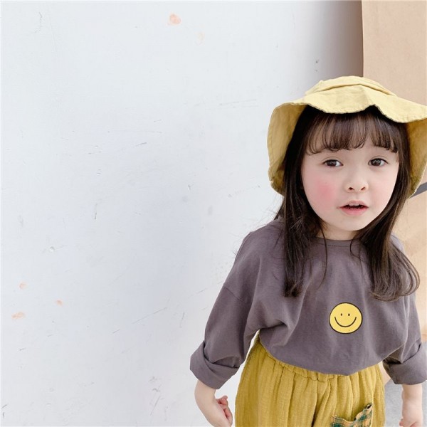 2020 autumn children's new products girls' Korean autumn printed T-shirt spring and summer bottom coat 20175