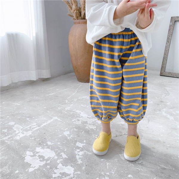 2020 children's spring new children's Korean striped close-up 9-point pants Harem Pants 20102