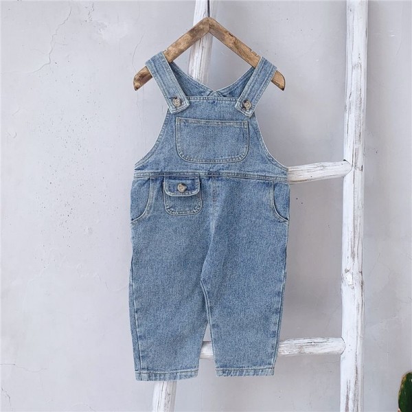 2020 children's autumn new girls' Korean denim suspenders children's trousers 19816 