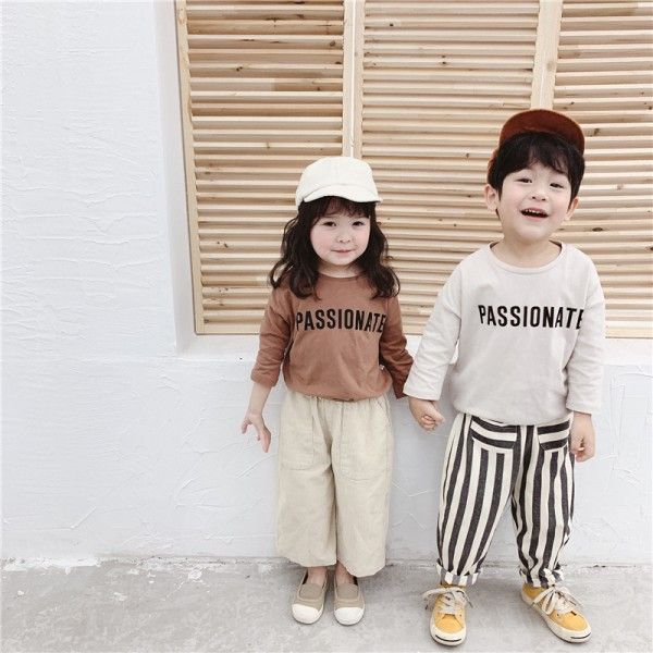 2020 autumn children's new men's and women's Korean autumn children's pants Harlan stripe casual pants 19014 