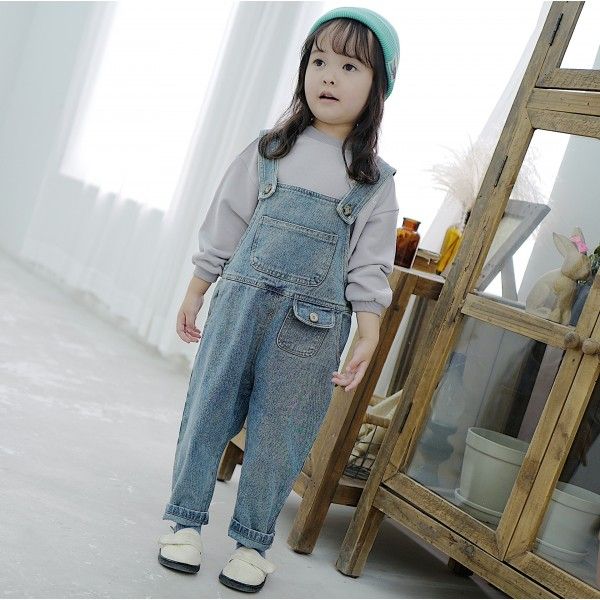 2020 children's autumn new girls' Korean denim sus...