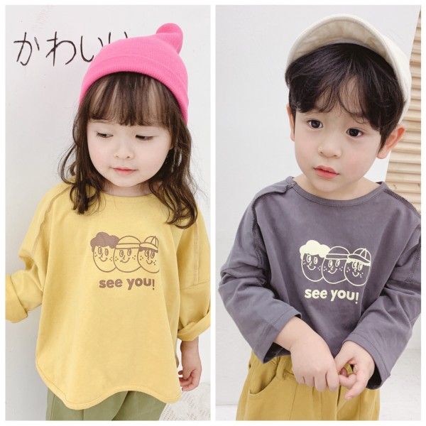 2020 autumn children's new children's cartoon Korean autumn T-shirt for boys and girls 