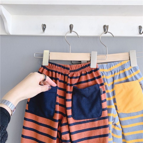 2020 children's spring new children's Korean striped close-up 9-point pants Harem Pants 20102