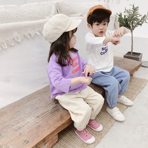 2020 autumn children's wear new children's close legged 9-point pants men's and women's Korean children's pants 19029 