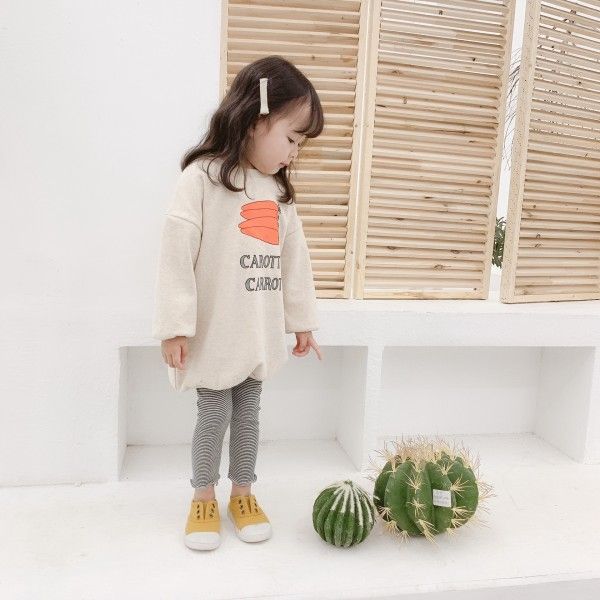 Autumn 2020 children's new girls' long printed sweater 19037 