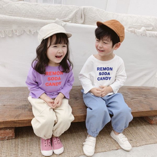 2020 autumn children's new children's t-shirt men's and women's 8-sleeve European and American bottom up shirt 