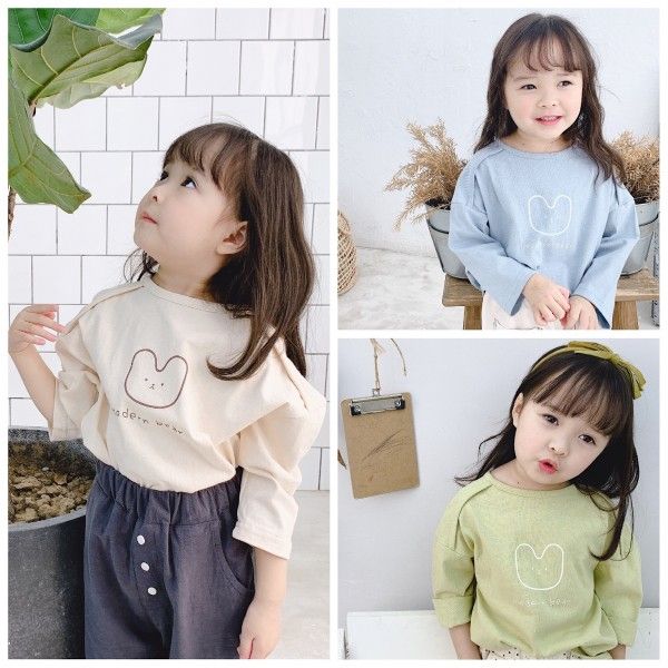 2020 children's autumn new children's Korean printed long sleeve T-shirt 