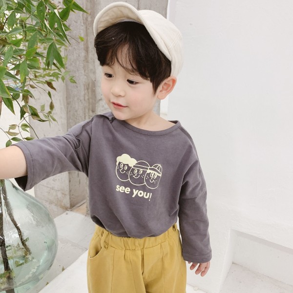 2020 autumn children's new children's cartoon Korean autumn T-shirt for boys and girls 