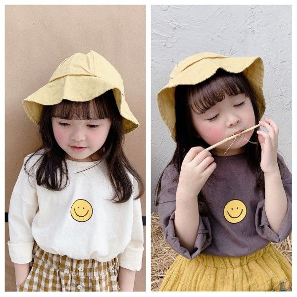 2020 autumn children's new products girls' Korean autumn printed T-shirt spring and summer bottom coat 20175