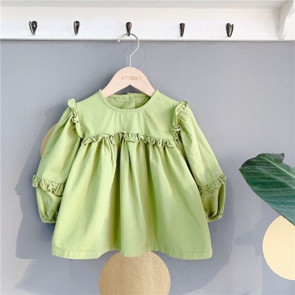 2020 children's spring new women's clothing Korean version nine sleeve shirt with ear edge 20130