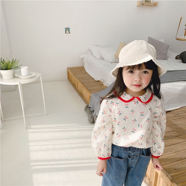 2020 children's autumn new products girls' Korean autumn Lapel floral shirt 20155 