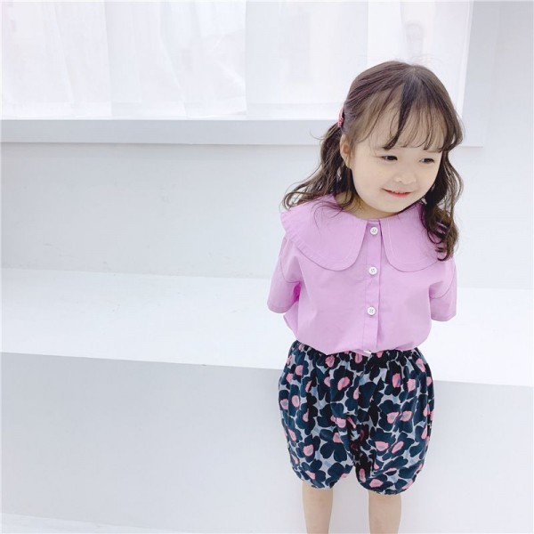 Children's summer 2020 new girls' Korean retro brand short sleeve shirt 19259