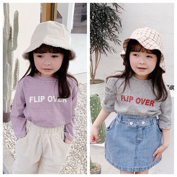 2020 autumn children's wear new girls' Korean printed T-shirt spring and autumn base shirt 20181