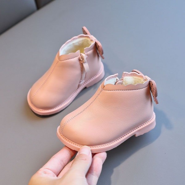 2020 winter new girls' short boots Plush 0-3 year old girls' princess shoes children's Martin boots 2 cotton shoes 