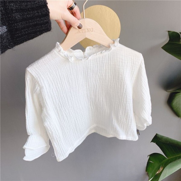 2020 spring children's clothing new girls' Korean ear edge Quarter Sleeve Shirt 20119