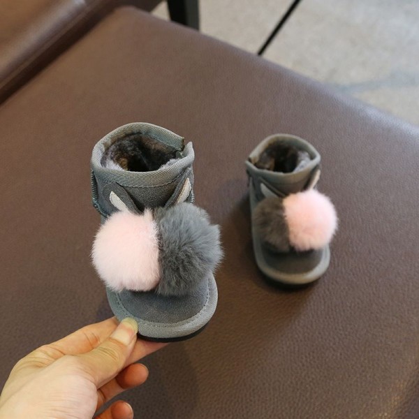 2020 winter new children's snow boots leather warm Plush thickened anti slip wear resistant soft soled cotton boots 
