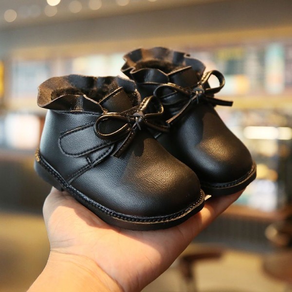 Girl Princess Soft soled 1-3 years old plush and thickened cotton shoes baby 0-1 years old walking shoes winter children's boots 2