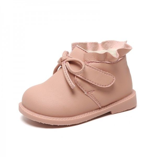 Autumn and winter 2020 new 1-3 year old girl's short boots Toddler Soft soled Plush Princess cotton boots Korean baby shoes 