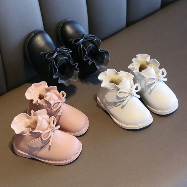 Girl Princess Soft soled 1-3 years old plush and thickened cotton shoes baby 0-1 years old walking shoes winter children's boots 2