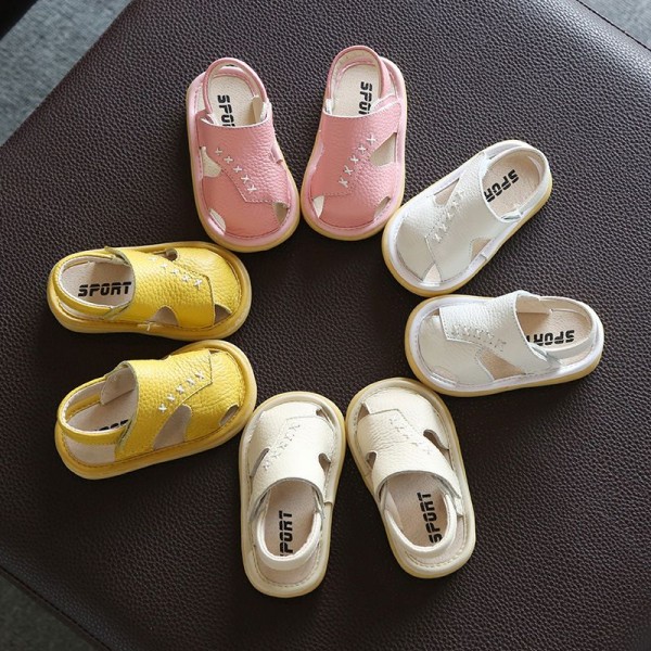 Summer baby sandals girls boys leather baby shoes 1-3 years old soft soled Baotou walking shoes 