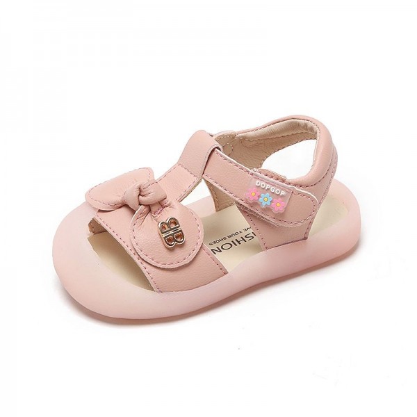 Summer 1-2 year old girl's sandals girl's baby soft bottom walking shoes children's Baotou anti kick princess shoes 