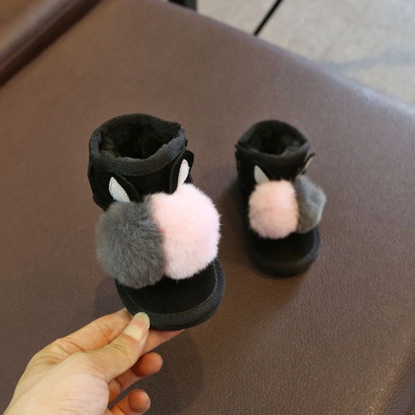 2020 winter new children's snow boots leather warm Plush thickened anti slip wear resistant soft soled cotton boots 