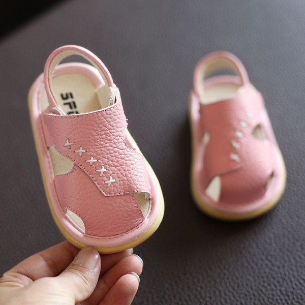 Summer baby sandals girls boys leather baby shoes 1-3 years old soft soled Baotou walking shoes 