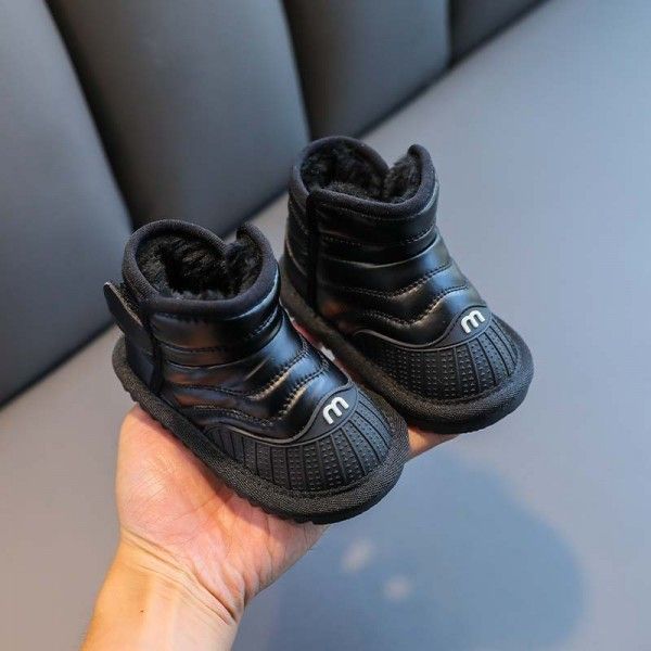 Girls' snow boots winter Plush warm cotton shoes 1-3 years old boys' waterproof children's shoes baby soft soled walking shoes