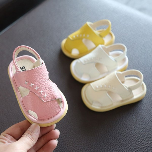 Summer baby sandals girls boys leather baby shoes 1-3 years old soft soled Baotou walking shoes 