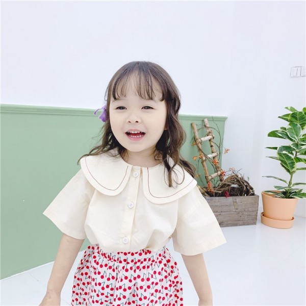 Children's summer 2020 new girls' Korean retro brand short sleeve shirt 19259