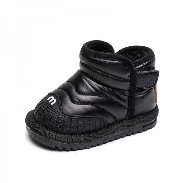 Girls' snow boots winter Plush warm cotton shoes 1-3 years old boys' waterproof children's shoes baby soft soled walking shoes