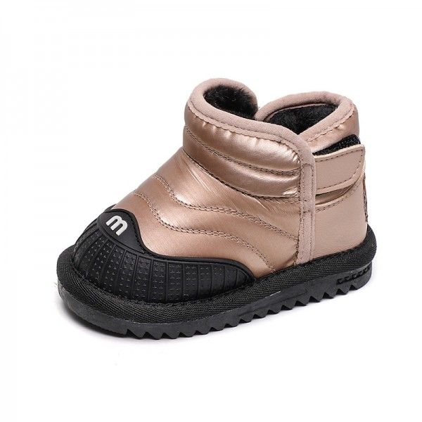 Girls' snow boots winter Plush warm cotton shoes 1-3 years old boys' waterproof children's shoes baby soft soled walking shoes