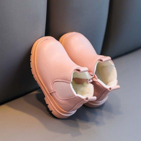 Baby boots little girl 1-3 years old toddler shoes baby soft soled children's Martin boots Plush in autumn and winter