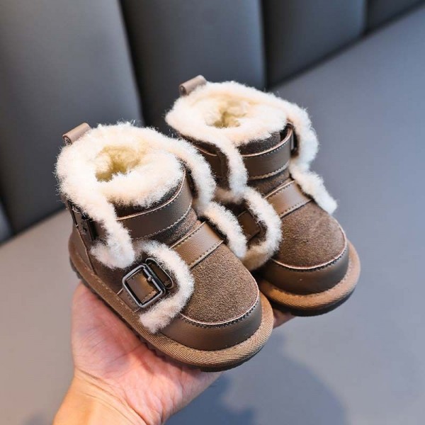 Baby snow boots baby soft soled walking shoes 1-3 years old boys' casual cotton shoes with plush and thickened winter girls' fashion